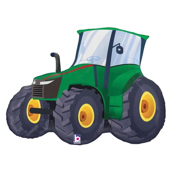 Farm Tractor Green 30" Betallic Mylar Foil Balloon Farm Barnyard Parties