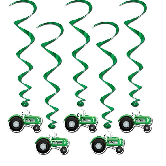 Farm Tractor Hanging Whirl Decorations (5 Pack) - Party Supplies