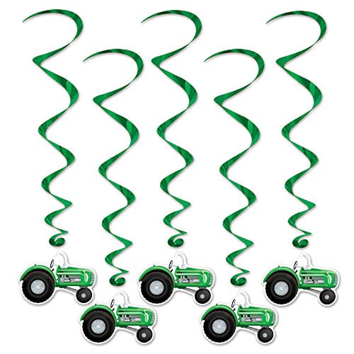 Farm Tractor Hanging Whirl Decorations (5 Pack) - Party Supplies