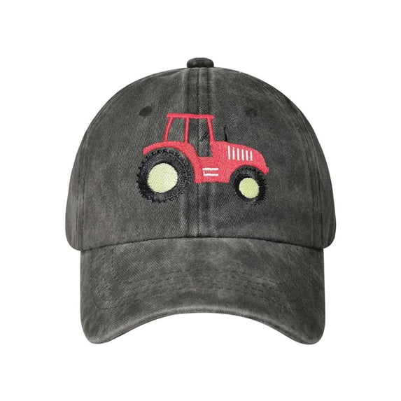 Farm Tractor Hats for Boys Girls Age 3-10, Adjustable Washed Vintage Embroidered Kids Baseball Cap