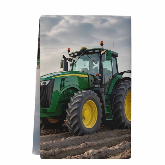 Farm Tractor Microfiber Kitchen Towel, Green Truck Country Rustic Field Harvester Soft Absorbent Dish Towels, Quick Drying Washable Dishcloths for Kitchen Cleaning, Drying Dishes, 18x28 Inches