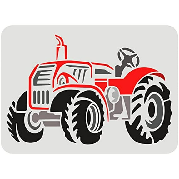 Farm Tractor Stencil Large Tractor Ride Drawing Stencil Plastic PET Vehicle Stencil for Wall Wood Fabric DIY Art and Craft Stencils Country Farmhouse Home Decor