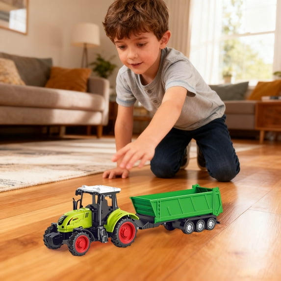 Farm Tractor Toy, Friction Powered Farm Vehicle Playset, Push Go Farm Truck Toy,Birthday Gift