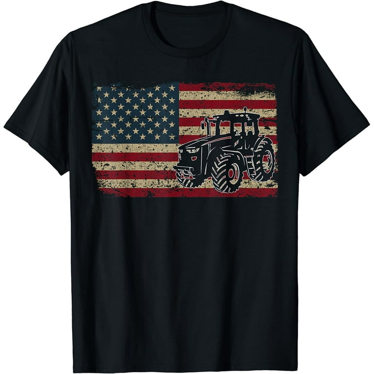 Farm Tractors America Flag T-Shirt I Patriotic Farming Gift Farm Tractors America Flag T-Shirt I Patriotic Farming Gift