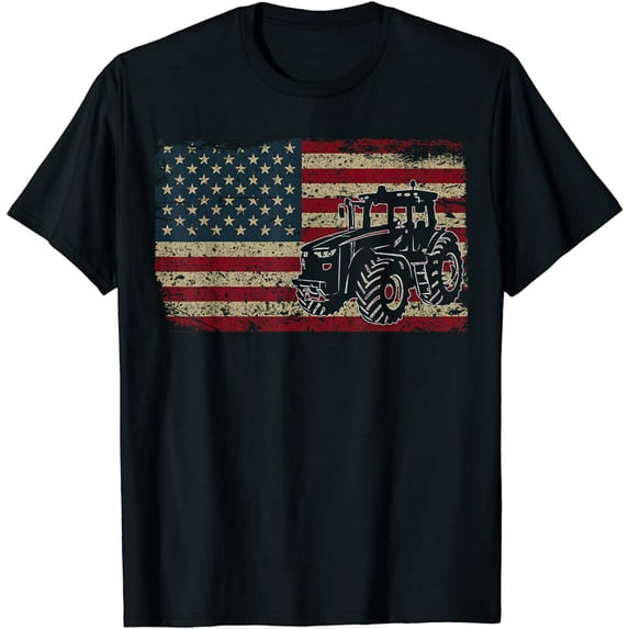 Farm Tractors USA Flag Patriotic Farming Gift T-Shirt