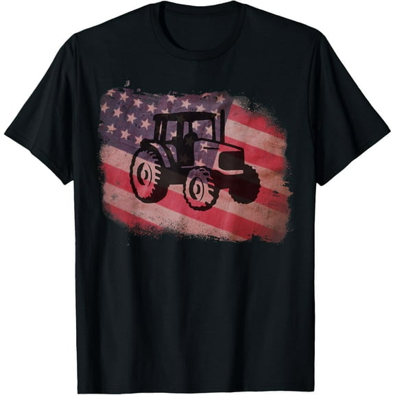 Farm Tractors USA Flag Patriotic Farming Proud USA Farmer T-Shirt