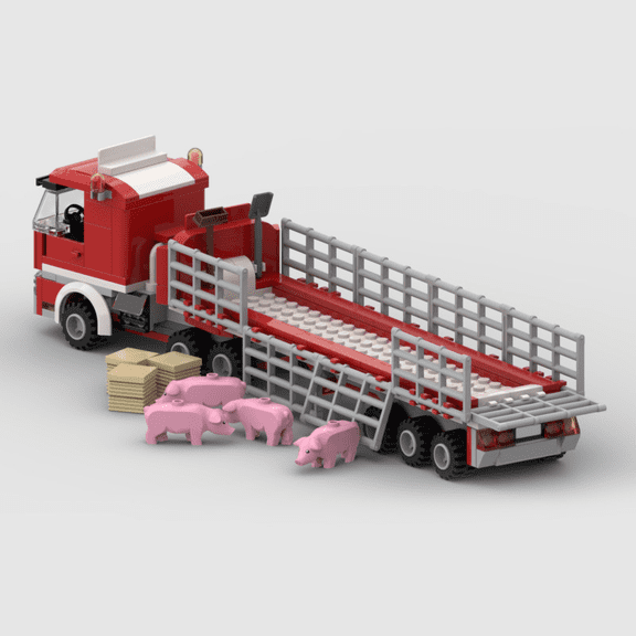 Farm Transport Truck Building Blocks Set, DIY Assembly Flatbed Trailer Brick Model, Creative Desktop Collectible Building Toy