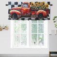 thumbnail image 1 of Farm Truck Curtain Valances for Kitchen Sunflower Black and White Plaid Rod Pocket Window Valance for Living Room Bedroom 54 by 18 in, 1 Panel, 1 of 6