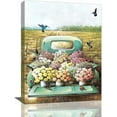 thumbnail image 1 of Farm Truck Flowers Bathroom Wall Art Country Hummingbirds Farmhouse Floral Pictures Wall Decor Rustic Canvas Print Painting Decorations Framed Artwork for Living Room Bathroom Bedroom 12"x16", 1 of 5