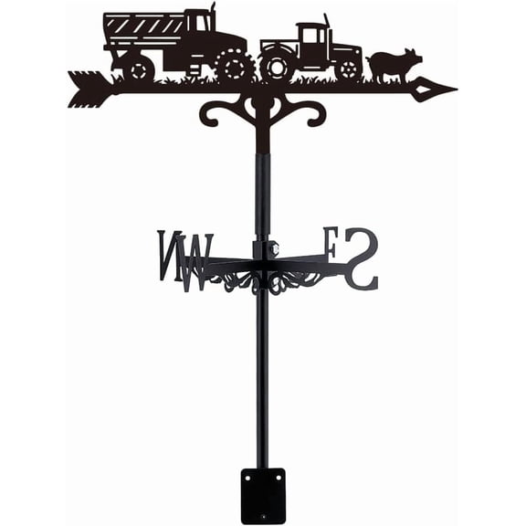 Farm Trucks Weather Vane for Roof Tractor Metal Weathervane Truck and Pigs Wind Vanes for Sheds Black Wind Direction Indicator for Farmhouse Yard Farm Shed Garden Decoration DIY