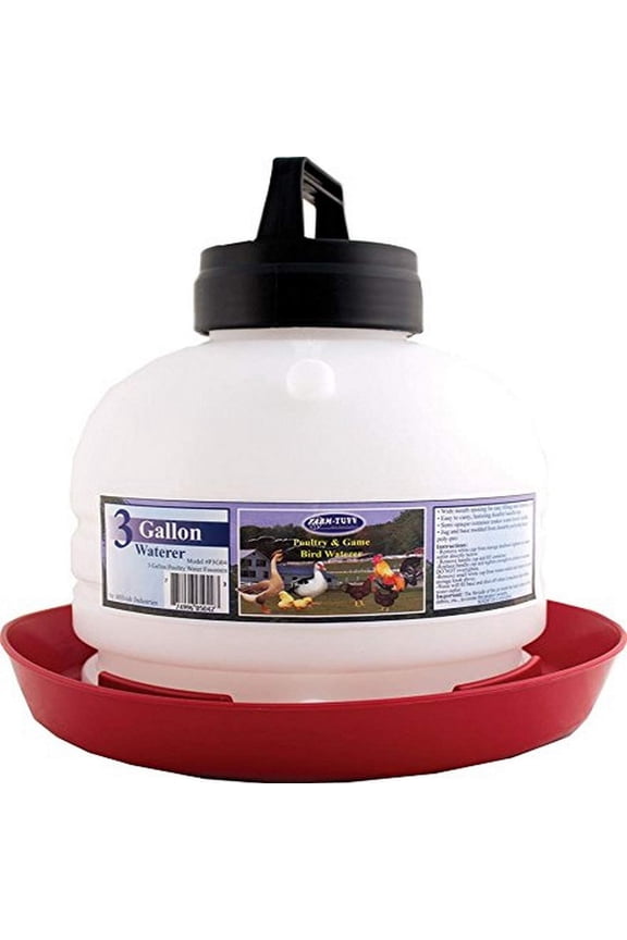 Top Fill Poultry Fountain P3G04 - Rustproof Polyethylene - 3 Gallon, Red