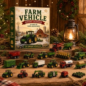 Farm Vehicle Advent Calendar for Kids, 24 Days Christmas Countdown Calendar with Mini Farm Tractor & Farm Machinery Toys, Christmas Holiday Gift for Boys >