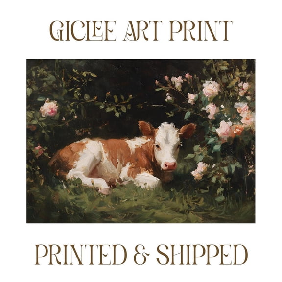 Farm Wall Art Cottagecore Farm Decor Farmhouse Kitchen Wall Decor For Farm House Art Vintage Cow Poster Shabby Chic Decor Dark Academia Farm, F038, 8x12 UNFRAMED