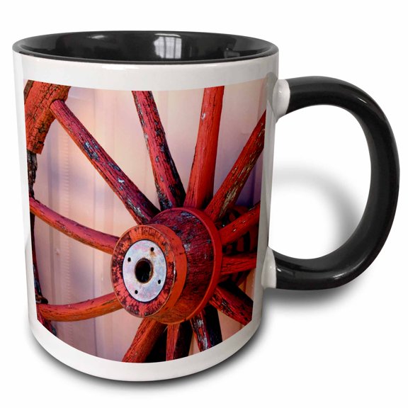 3drose, Farm, Western Wagon Wheel, Santa Fe, New Mexico - Us32 Jmr0412 - Julien Mcroberts, 11oz Two-tone Black Mug