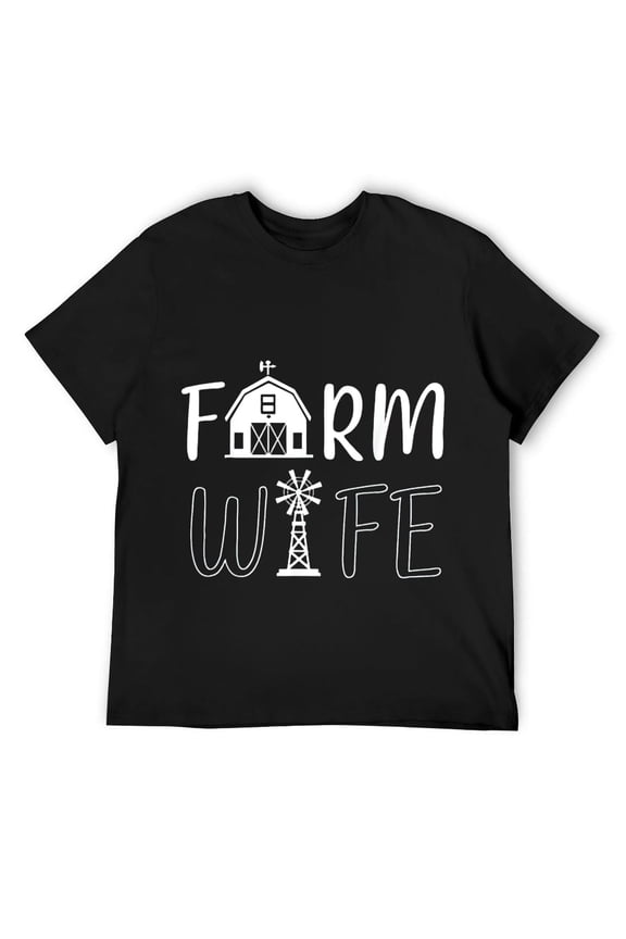 Farm Wife Barn Windmill Graphic T-Shirt for Women Casual Short Sleeve