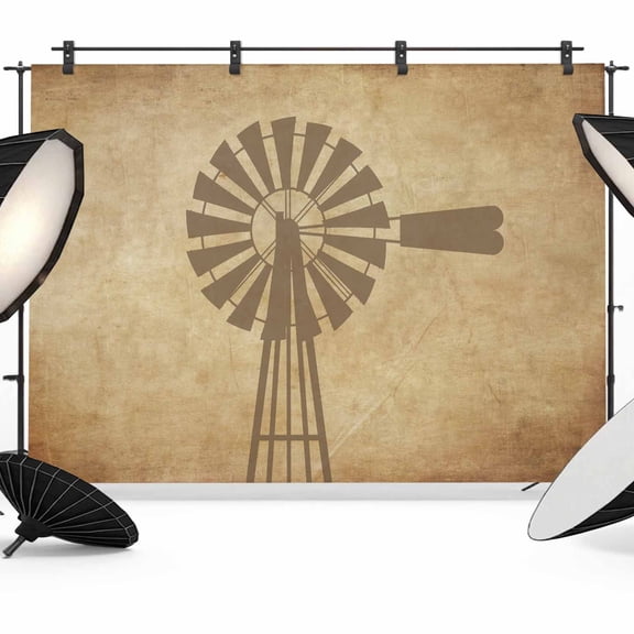 Farm Windmill Photography Backdrop 10x8FT, Vintage Distressed Photo Backdrops, Background for Photography Studio Photo Studio Background, Back Drop for Photoshoot