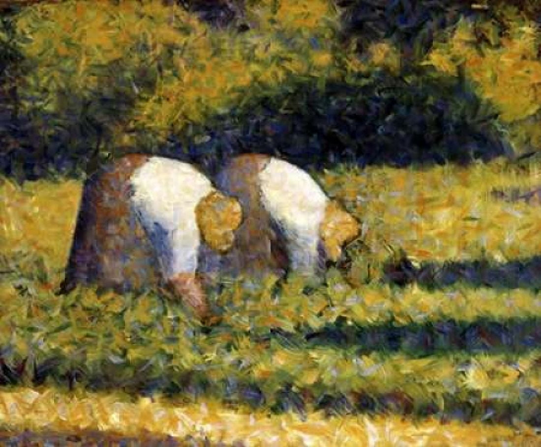 Farm Women at Work Canvas Art - Georges Seurat (24 x 24)