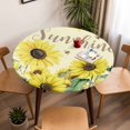 thumbnail image 1 of Farm Yellow Sunflower Butterfly Round Fitted Tablecloth with Elastic Edge,Waterproof Table Cloth Fits Tables Up to 45"-54",Wipeable Washable Table Cover for Indoor Outdoor,You Are My Sunshine Quote, 1 of 9