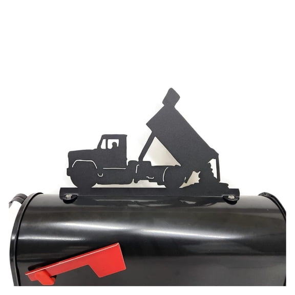 Farm and Ranch Metal Mailbox Topper (Dump Truck, Matte Black)