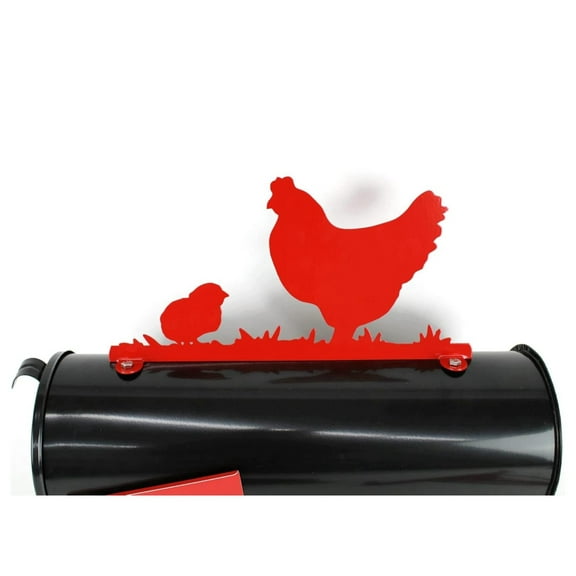 Farm and Ranch Metal Mailbox Topper (Hen and Chick, Red)