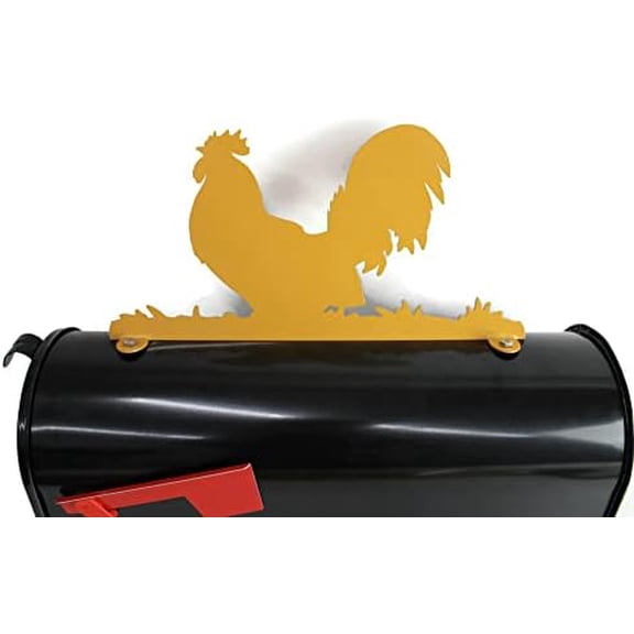 Farm and Ranch Metal Mailbox Topper (Rooster, Dark Yellow)$$Garden & Patio