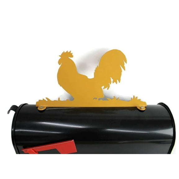 Farm and Ranch Metal Mailbox Topper (Rooster, Dark Yellow)