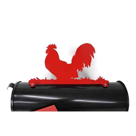 Farm and Ranch Metal Mailbox Topper (Rooster, Red)