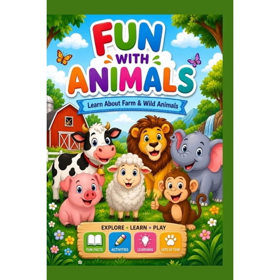 Farm and Wild Animals for Kids: Fun Facts, Activities & Learning Book, (Paperback)