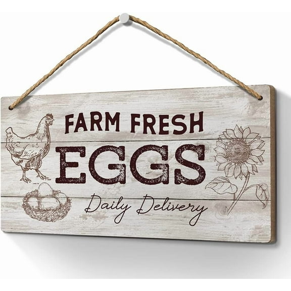 Farm fresh Eggs Sign 10x5 Inch Egg for Sale Signs for Store Market Country Barn Supermarket Outdoor Decor,Vintage Farmhouse Kitchen Wall Decor,Hen House Rustic Accessories