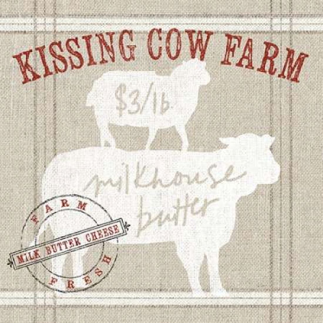 Farm linen cow Canvas Art - Sue Schlabach (24 x 24)