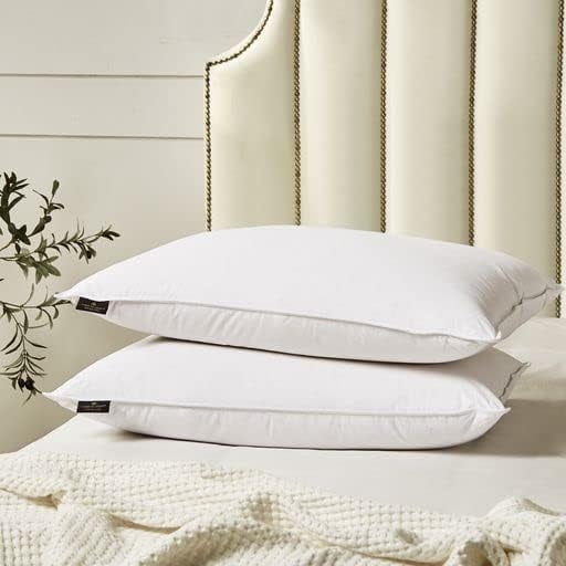 Farm to Home 260tc Organic Cotton Softy-Around 95/5 Feather/Down Pillow (2PK) -All Season- Medium Firm - King Size