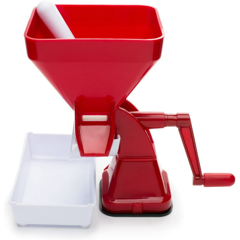 Fox Run Red Plastic Manual Crank Tomato Press / Sauce Maker with Pestle and  Tray
