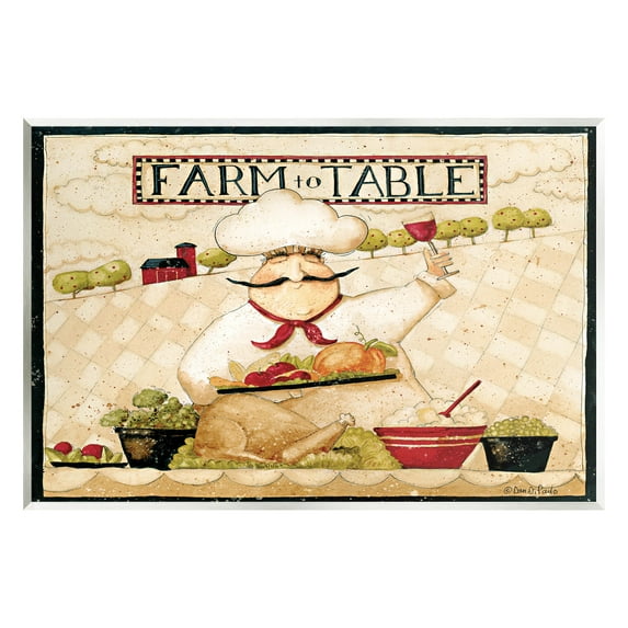 Farm to Table Vintage Chef Meal Food & Beverage Graphic Art Unframed Art Print Wall Art