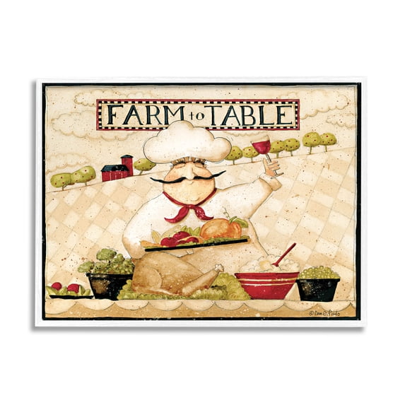 Farm to Table Vintage Chef Meal Food & Beverage Graphic Art White Framed Art Print Wall Art