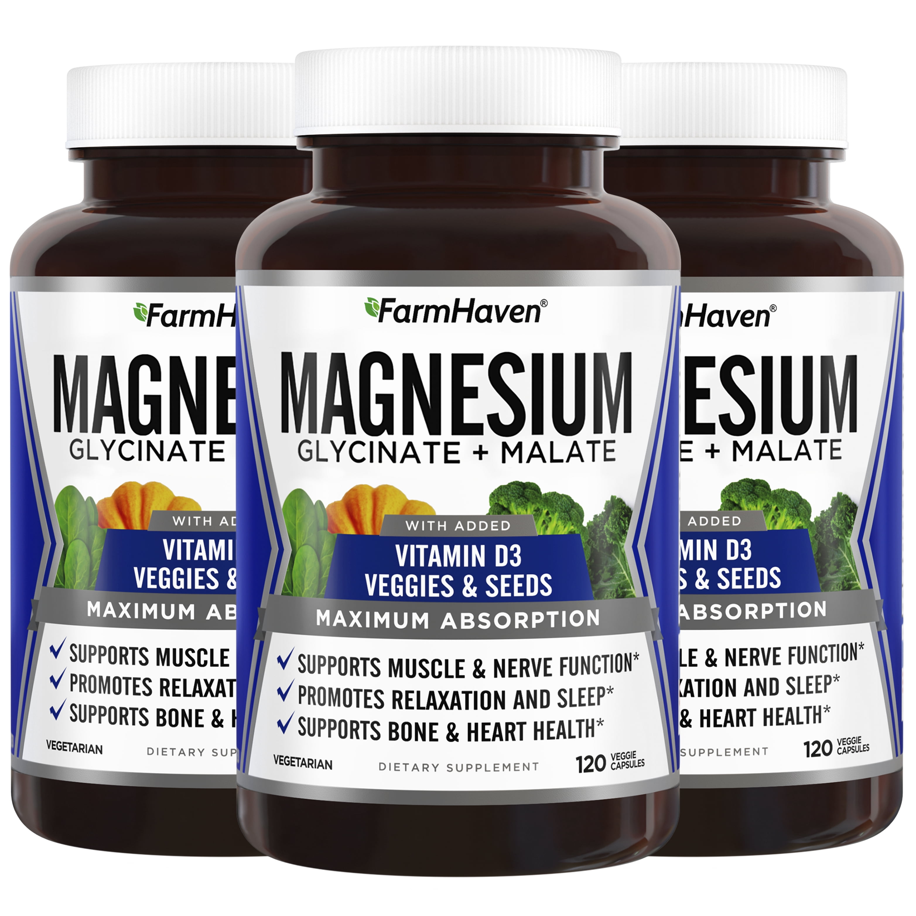 FarmHaven Magnesium Glycinate & Malate Complex w/ Vitamin D3, 100