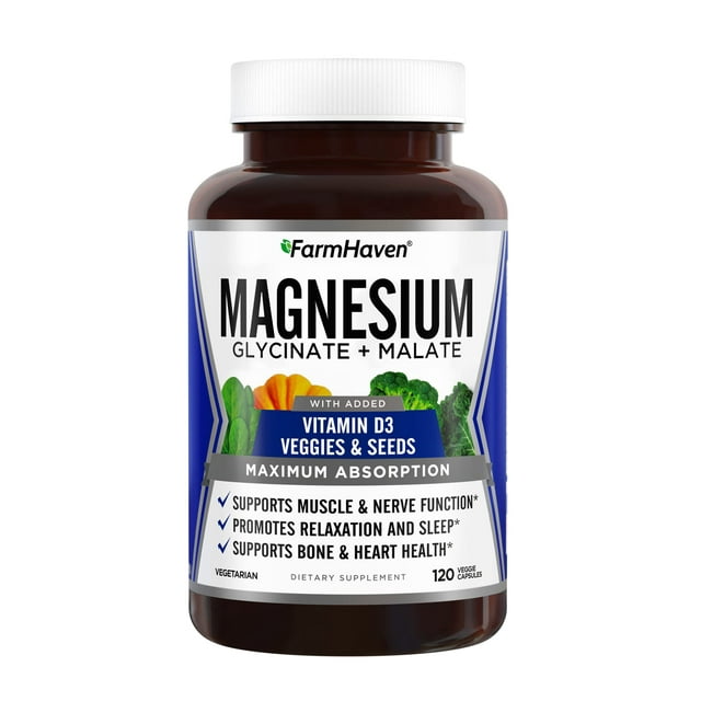 FarmHaven Magnesium Glycinate & Malate Complex w/ Vitamin D3, 100
