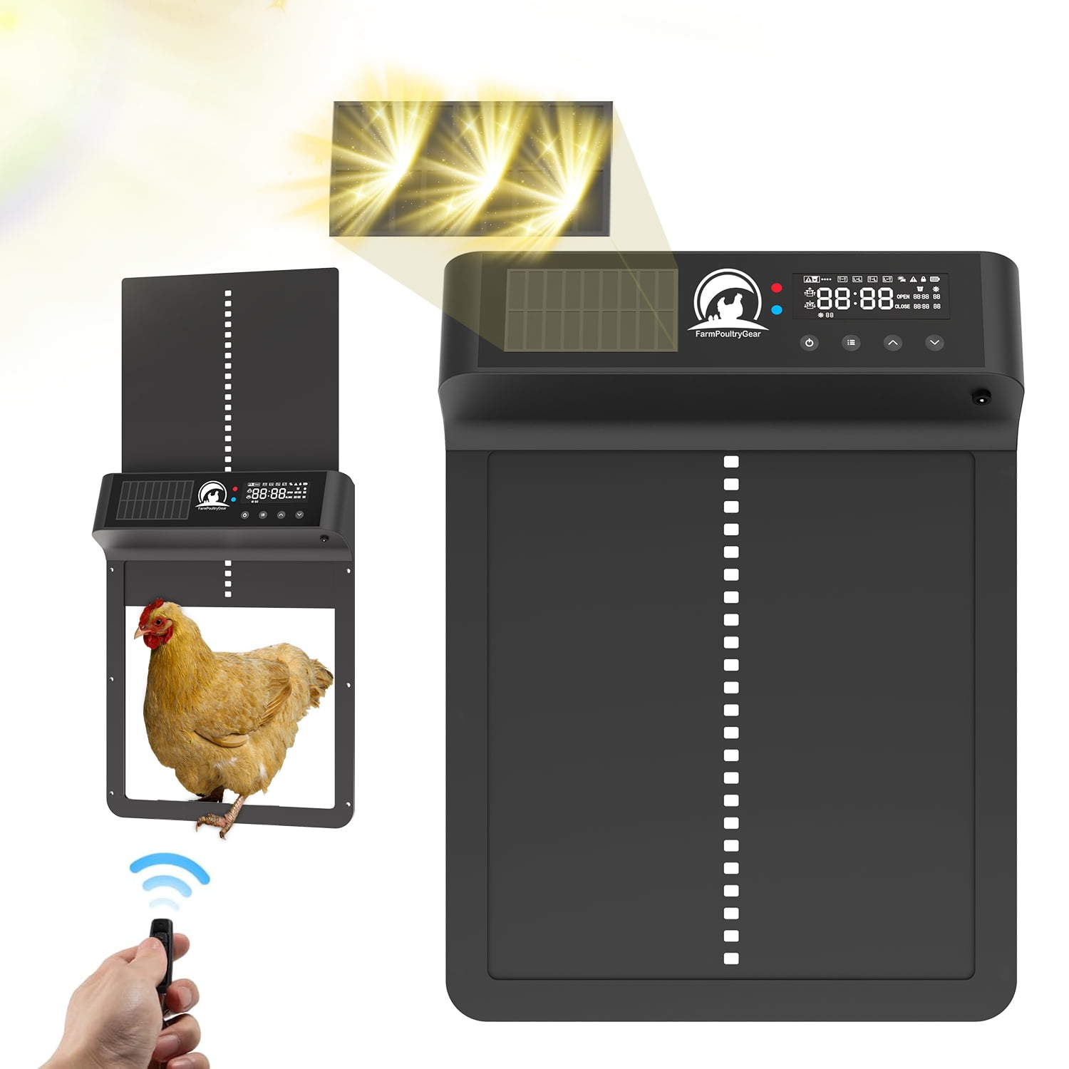 FarmPoultryGear Automatic Chicken Coop Door with Timer, Solar Powered
