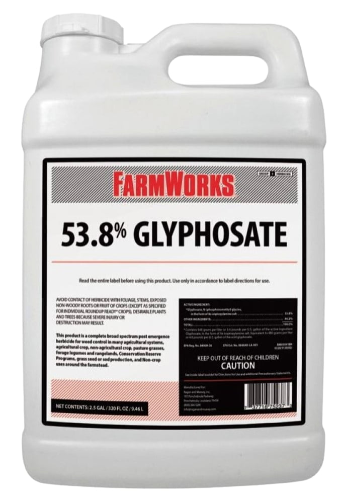 FarmWorks 75237 FW 53.8% Glyphosate Grass and Weed Killer, 2.5 gallon ...