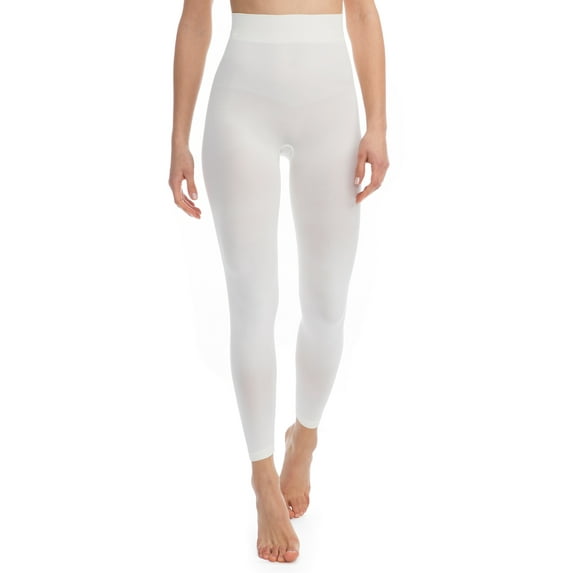 FarmaCell BodyShaper 609B (Ivory, L/XL) Firm control shaping leggings with girdle light and refreshing NILIT BREEZE fibre, 100% Made in Italy