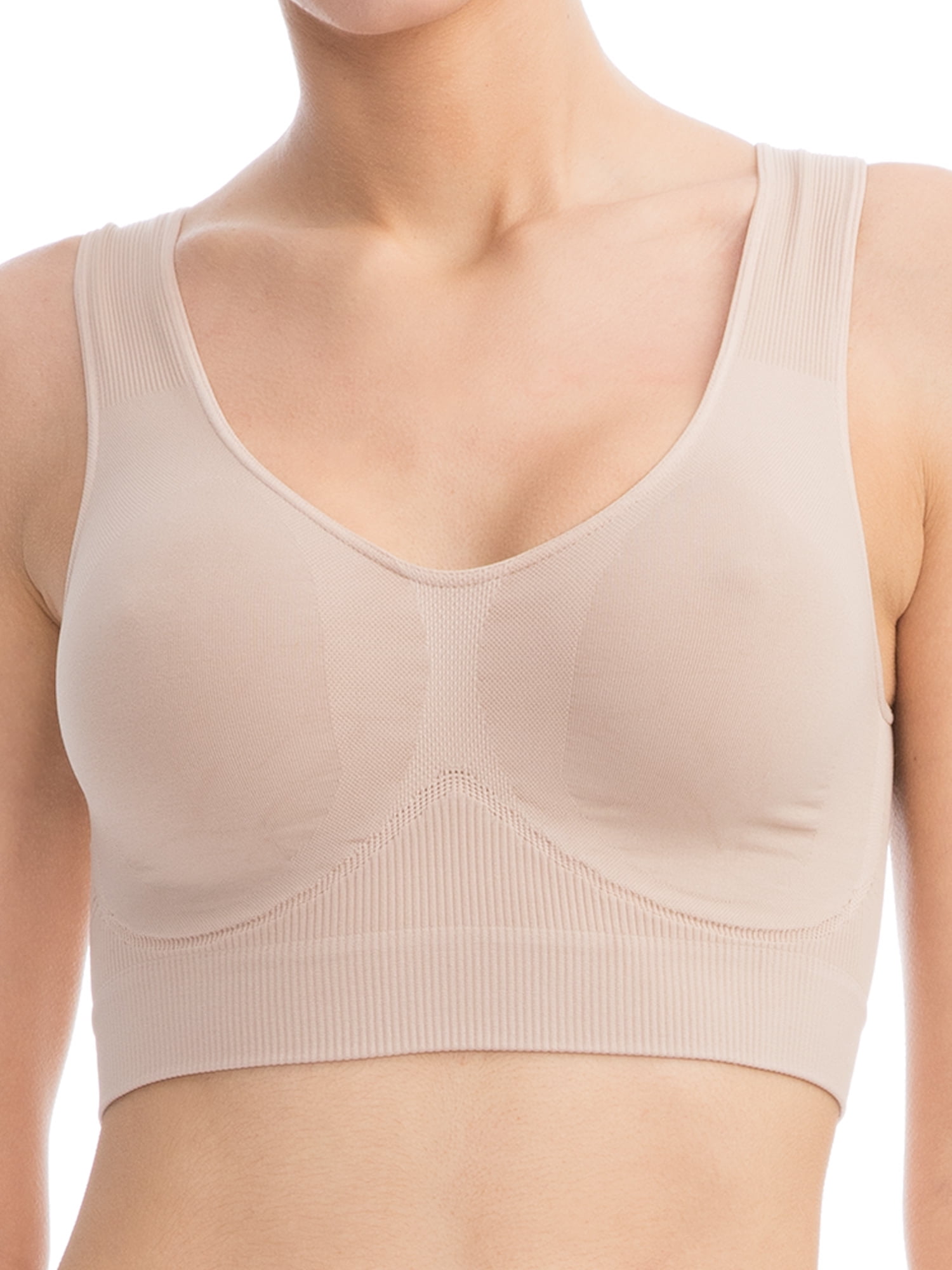 FarmaCell BodyShaper 618 (Nude, XL) Elastic push-up bra wide shoulder top  band with breast support effect, 100% Made in Italy 