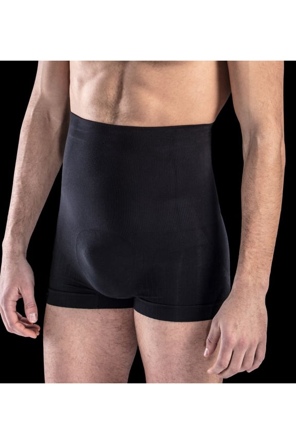 Men's FarmaCell 402S Cotton Shaping Control High Waist Boxer w/4 Stays (Black S)