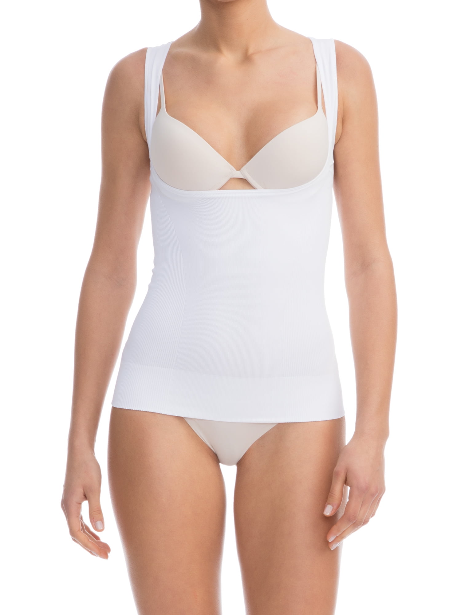 CoverGirl Shapewear 4-Way Reversible Tummy Control Tank Top Seamless Slimming Shaping Tank (Small) Nude, Black