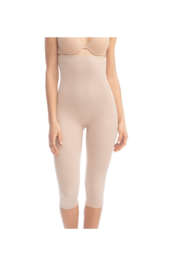 Women's High-Waisted Capri Leggings, Anti-cellulite Massaging, Made in Italy, Cod. 123