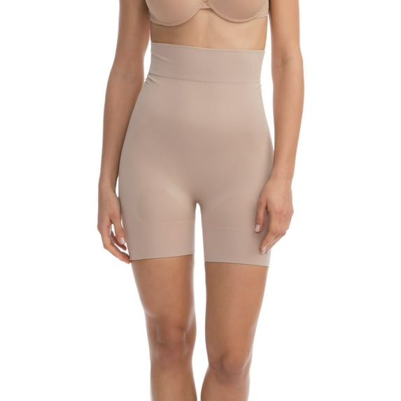 Farmacell Women's High-Waisted Mid-Thigh Shorts, with Flat Tummy and Push-up Effect, Made in Italy, Nude, 2XL, Cod. 602