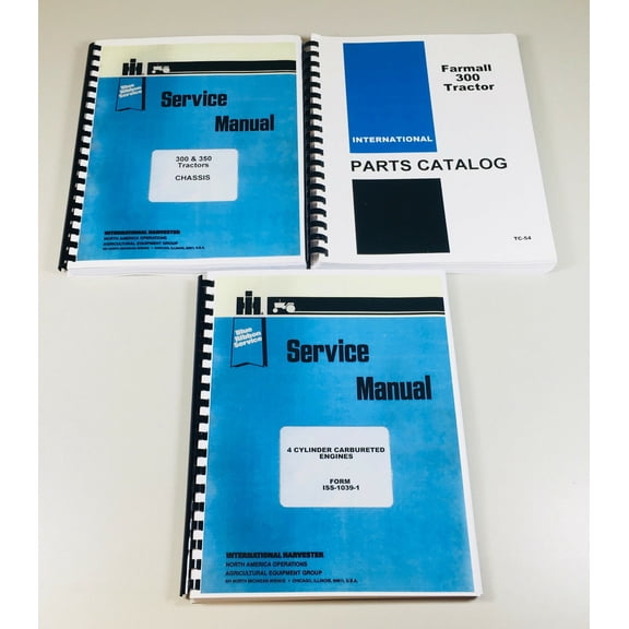 Farmall 300 Tractor Gas Engine Chassis Service Parts Repair Manual Set