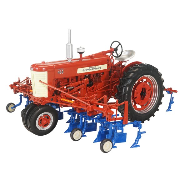Farmall 450 Narrow Front Diesel Tractor with Front and Rear Cultivators Red "Classic Series" 1/16 Diecast Model by SpecCast