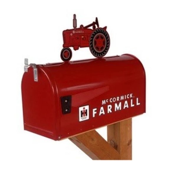 Farmall McCormick Model M Rural Mailbox with Topper Red