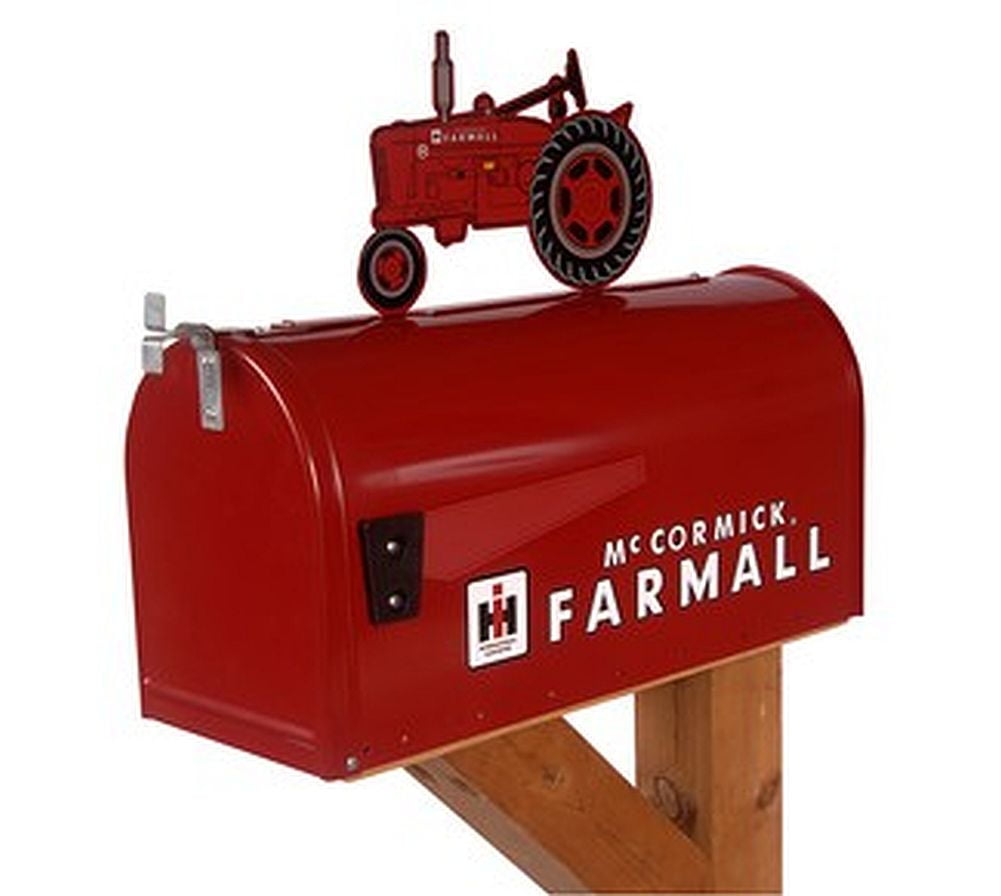 Farmall Mccormick Rural Mailbox with Topper, Rust Resistant