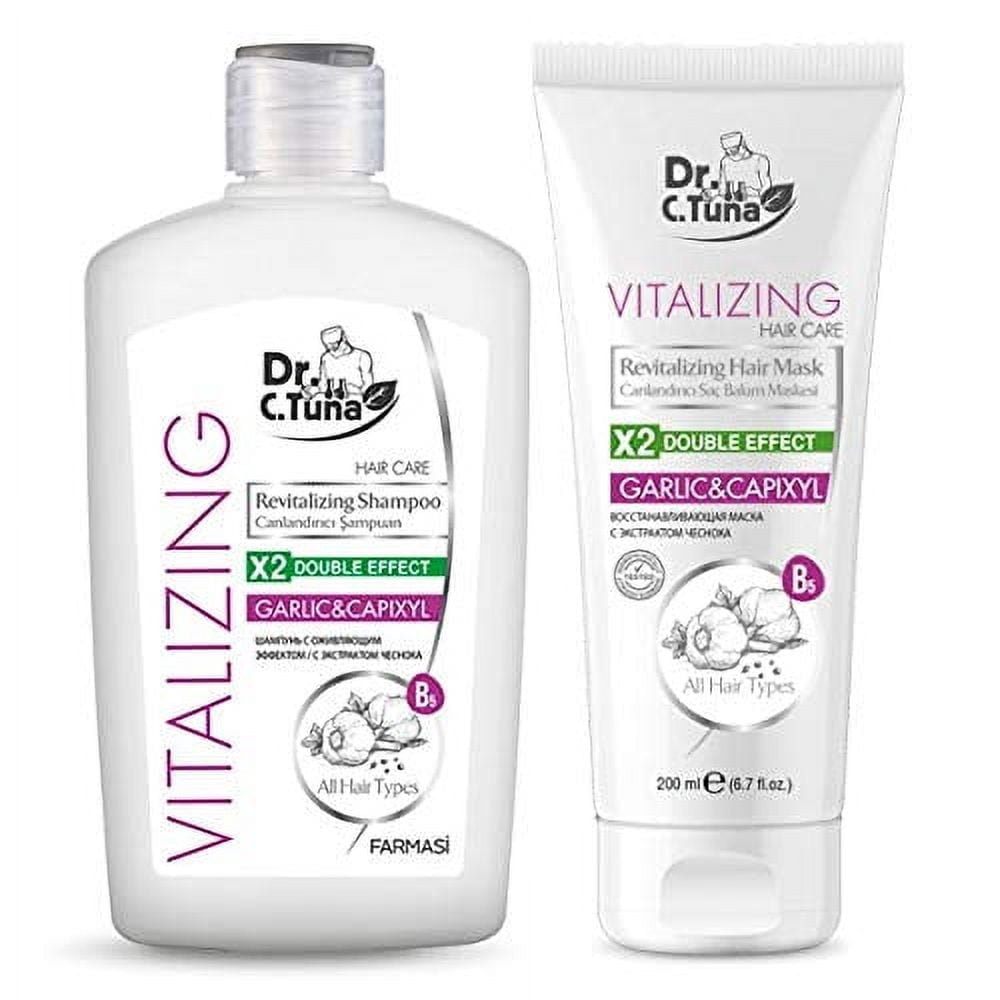 Farmasi Dr. C. Tuna Vitalizing Revitalizing Garlic & Capixyl Hair Care SET! | Shampoo 17 fl oz / 500 ml | Hair Mask, 6.7 fl.oz/ 200 ml |