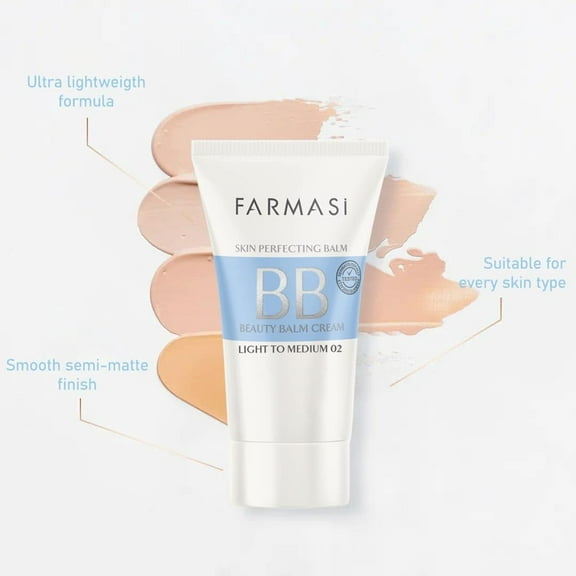 Farmasi Make Up BB Beauty Balm Cream 7 in 1, 1.7 fl oz | 02 LIGHT TO MEDIUM